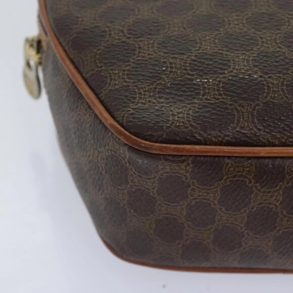 CELINE Macadam Canvas Shoulder Bag PVC Leather Brown Gold Auth 93827 - Picture 10 of 15